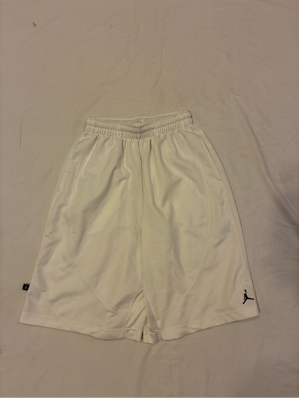 Jordan Men’s White Athletic Basketball Shorts with Black Jumpman